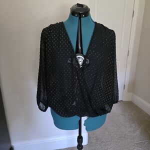 Black Sheer Polka Dot Blouse